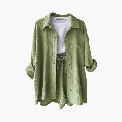Damen-Dreiteiler | Bluse Top und Shorts
