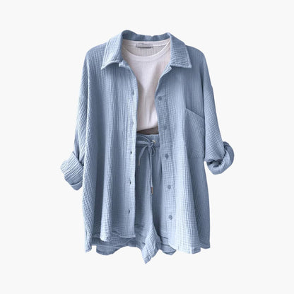 Damen-Dreiteiler | Bluse Top und Shorts