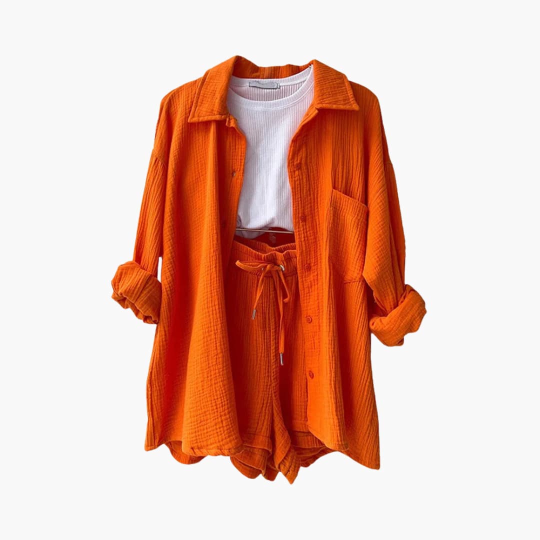 Damen-Dreiteiler | Bluse Top und Shorts