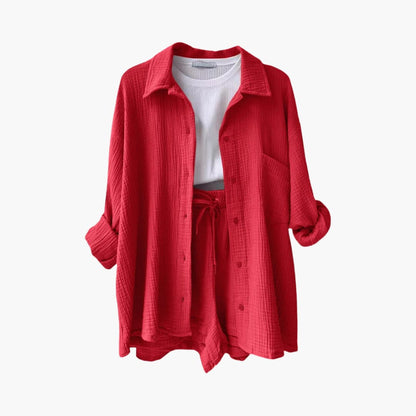 Damen-Dreiteiler | Bluse Top und Shorts