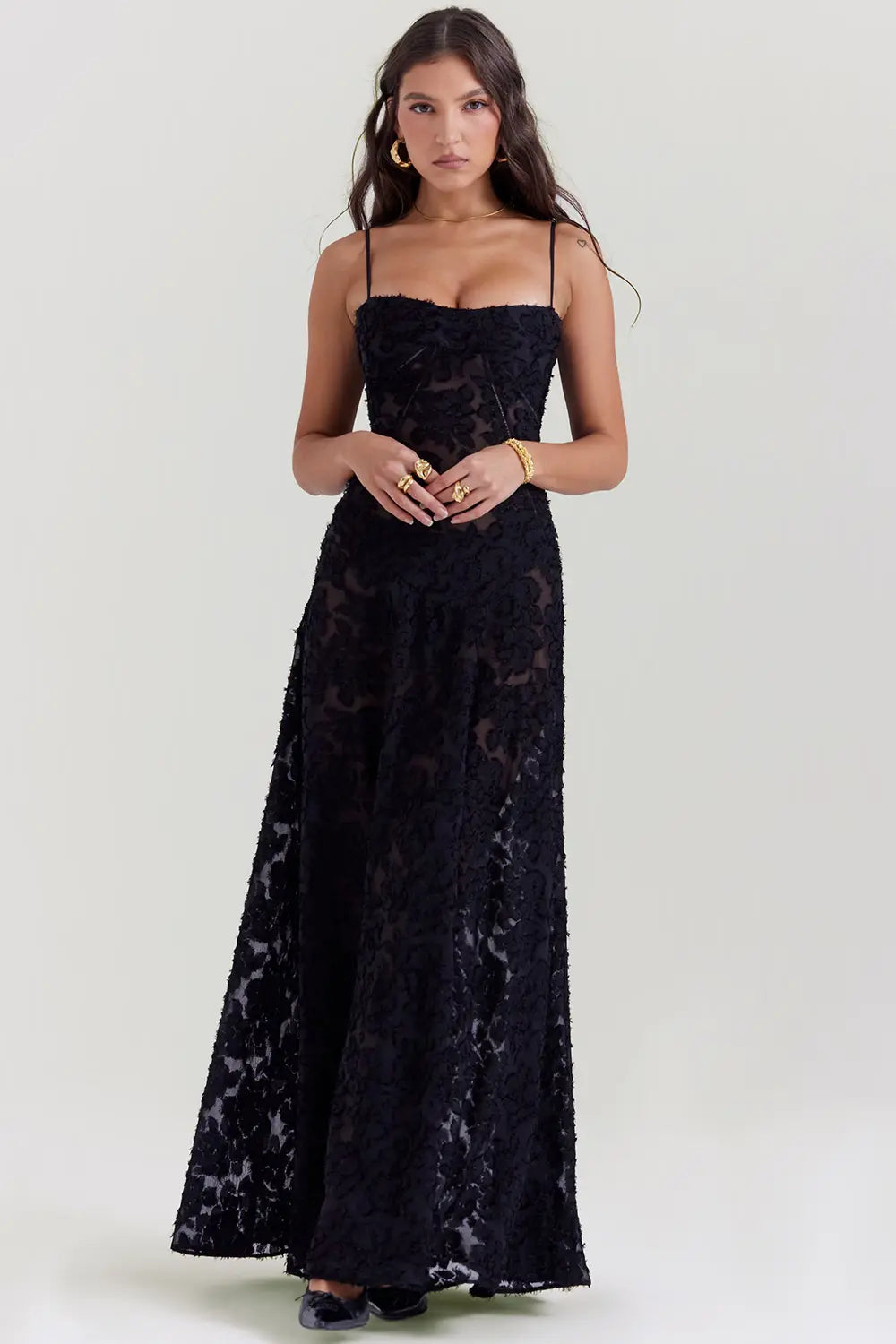 Damen Kleid | Spaghettiträger Florales Maxi
