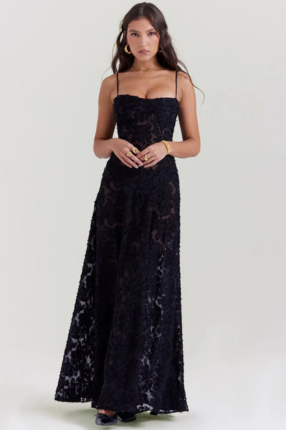 Damen Kleid | Spaghettiträger Florales Maxi