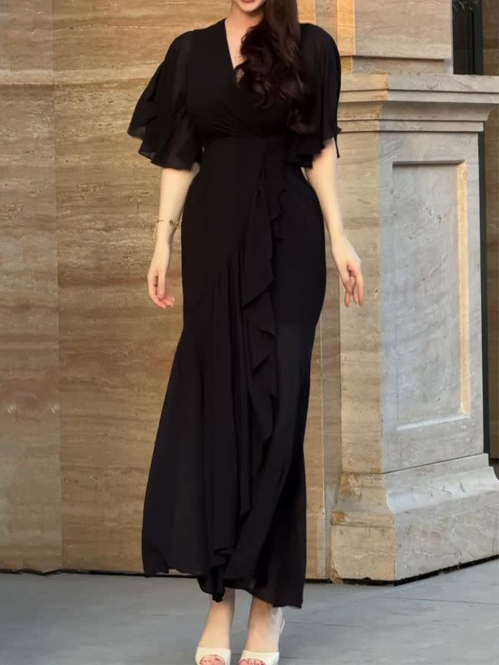 Damen Kleid | Wickel V-Ausschnitt Floral