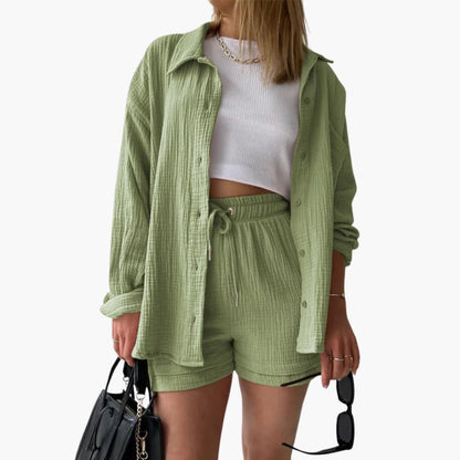 Damen-Dreiteiler | Bluse Top und Shorts