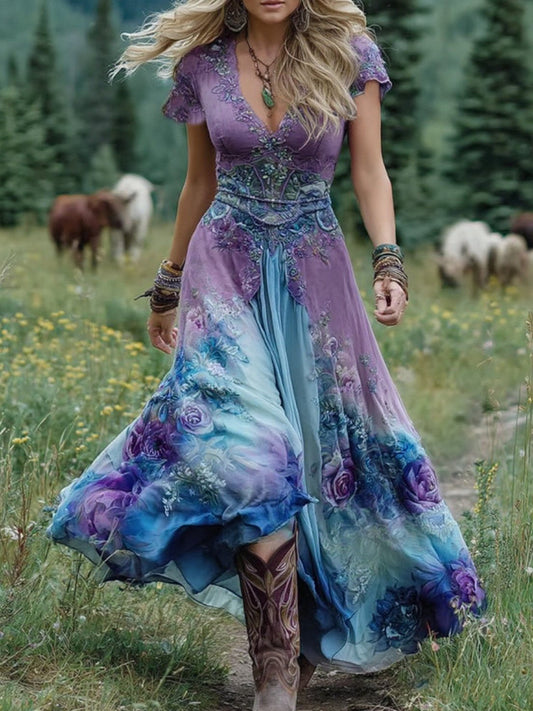 Damen Kleid | V-Ausschnitt Florales Muster