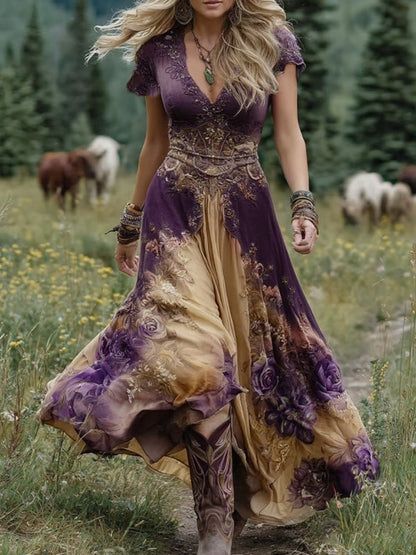 Damen Kleid | V-Ausschnitt Florales Muster