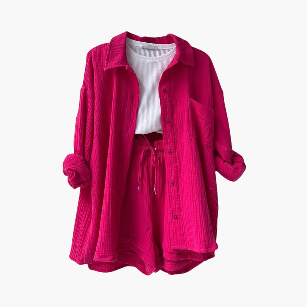 Damen-Dreiteiler | Bluse Top und Shorts