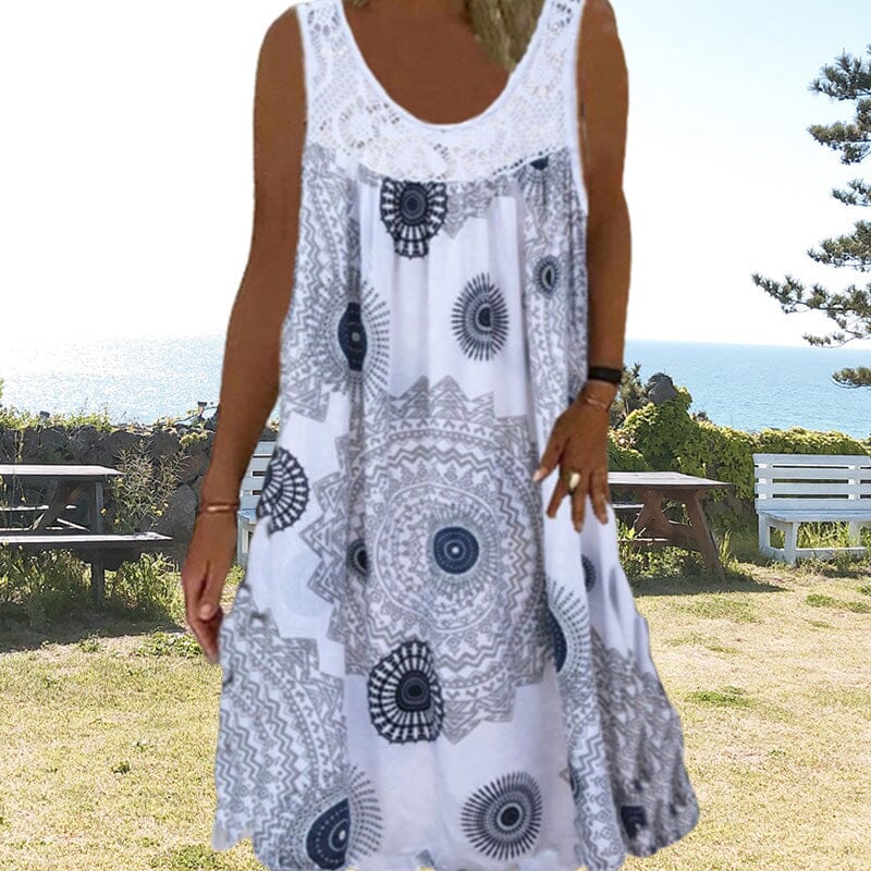 Damen Kleid | Ärmellos Boho Print