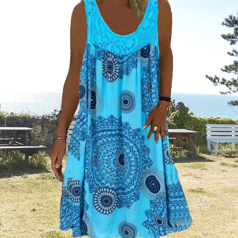 Damen Kleid | Ärmellos Boho Print