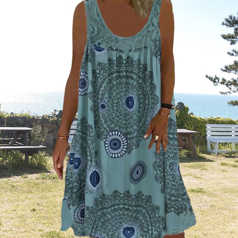 Damen Kleid | Ärmellos Boho Print
