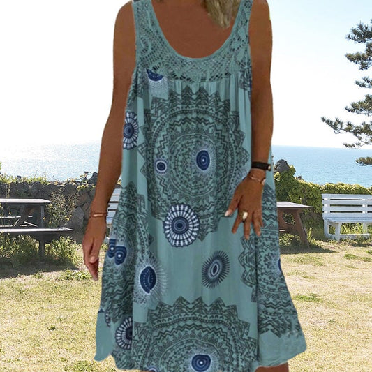 Damen Kleid | Ärmellos Boho Print
