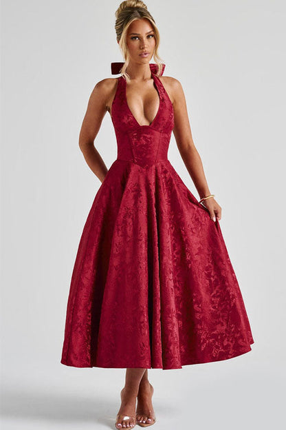 Damen Kleid | Halterneck A-Linie Midi