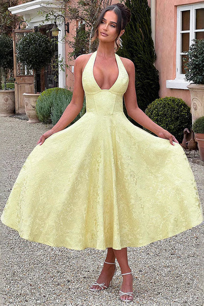Damen Kleid | Halterneck A-Linie Midi