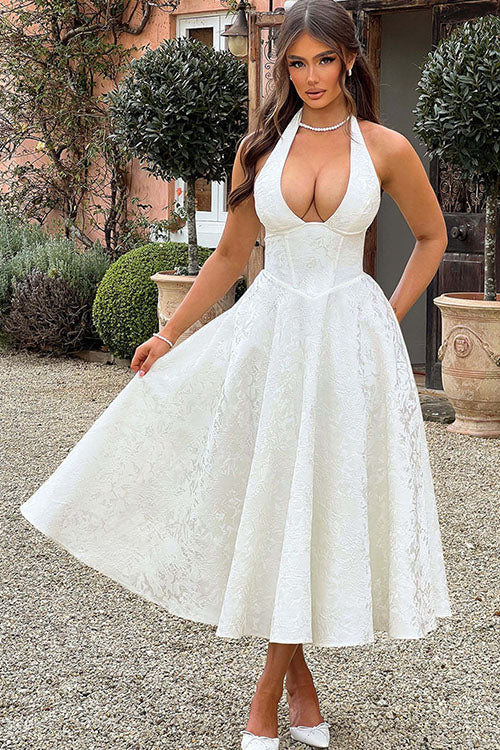 Damen Kleid | Halterneck A-Linie Midi