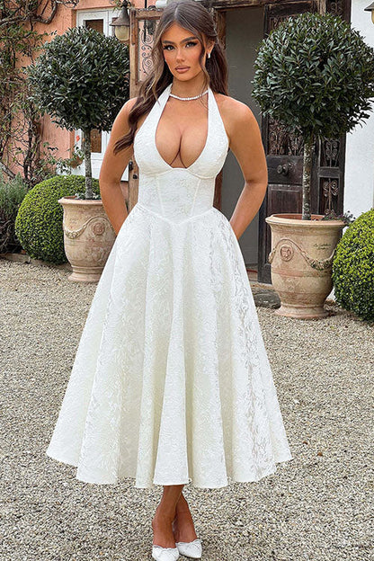 Damen Kleid | Halterneck A-Linie Midi