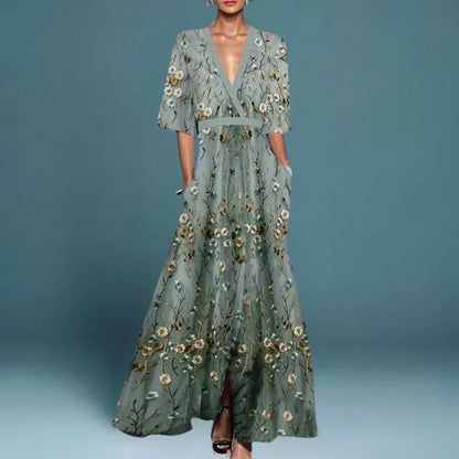 Damen Kleid | V-Ausschnitt Bedruckt Maxi