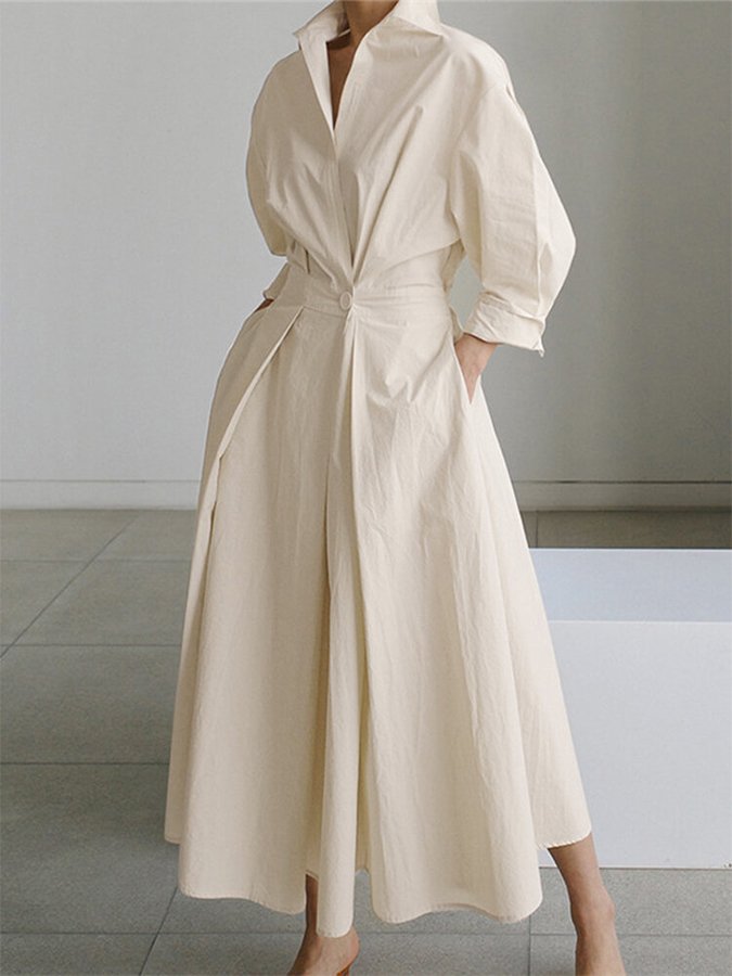 Damen Kleid | Kragen A-Linie Maxi