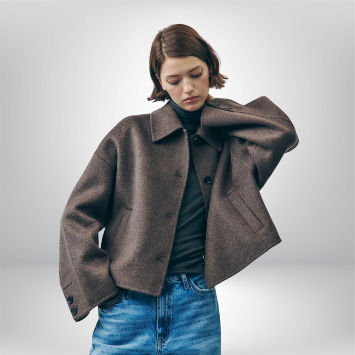 Damen Übergangsjacke Boxy Schnitt | Kurz Knopfleiste