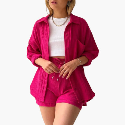 Damen-Dreiteiler | Bluse Top und Shorts