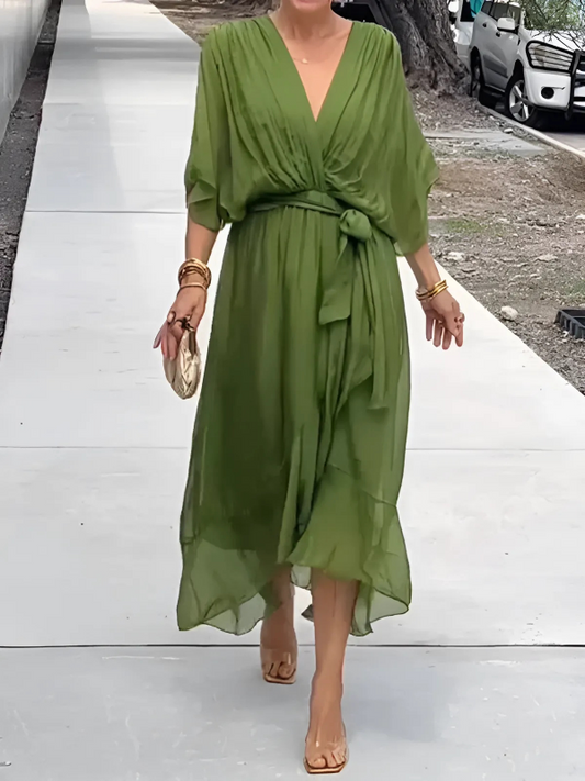 Damen Kleid | Wickel Bindegürtel Midi