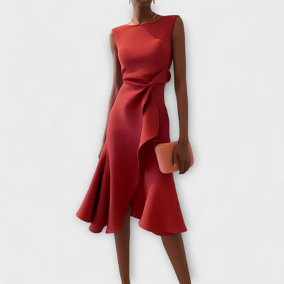 Damen Kleid | Ärmellos Drapiert Midi