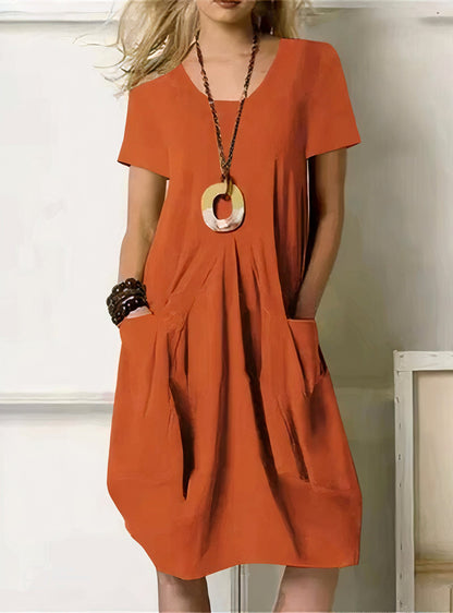 Damen Kleid | V-Ausschnitt Taschen