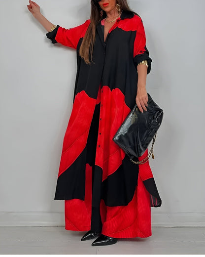 Damen Zweiteiler | Lange Bluse und Weite Hose