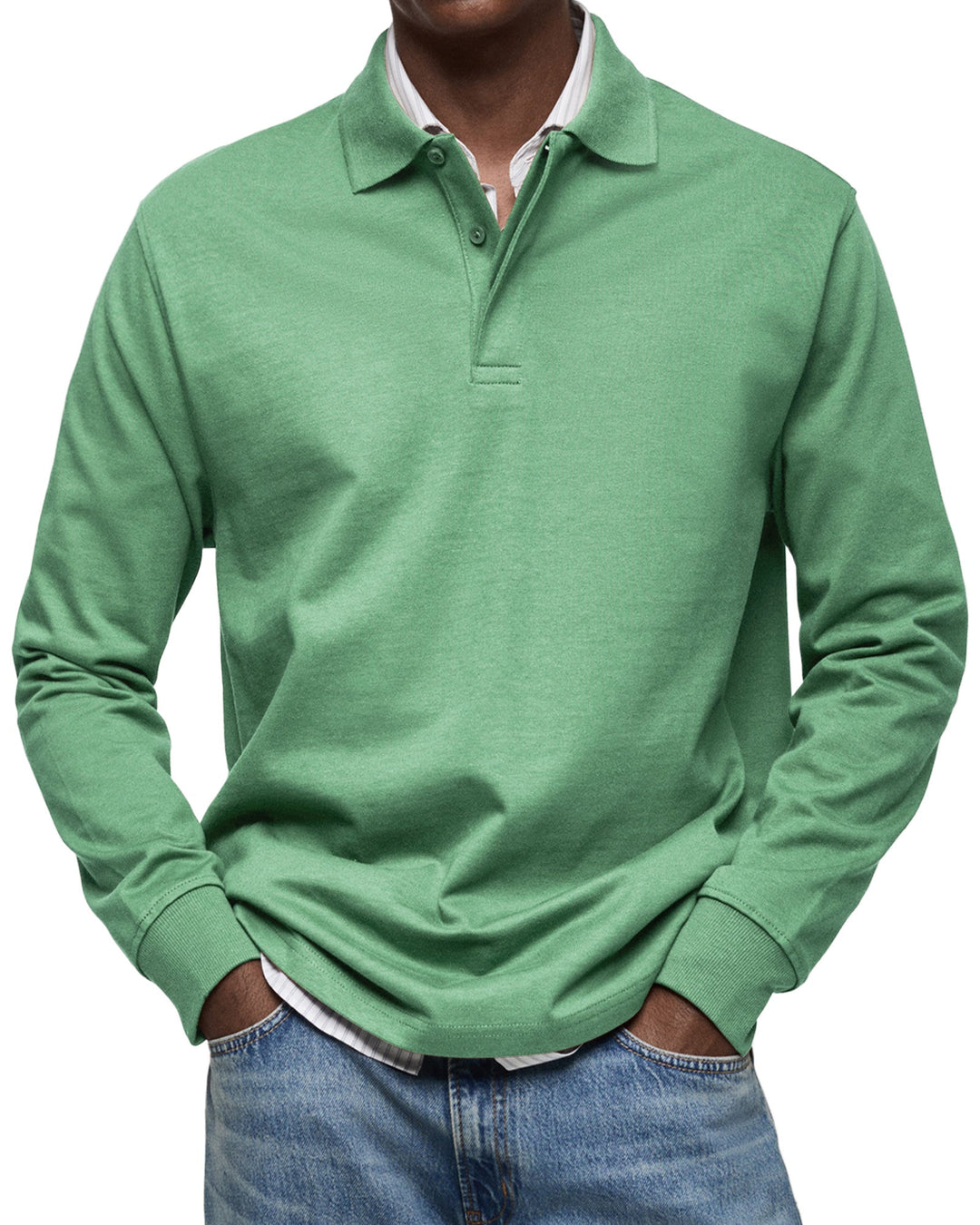 Herren Poloshirt | Langarm Knopfleiste Kragen