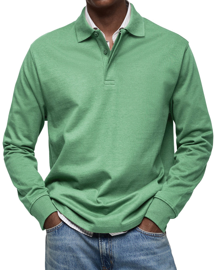 Herren Poloshirt | Langarm Knopfleiste Kragen