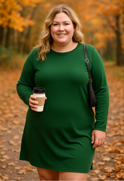 Damen Kleid | Langarm Rundhals Mini