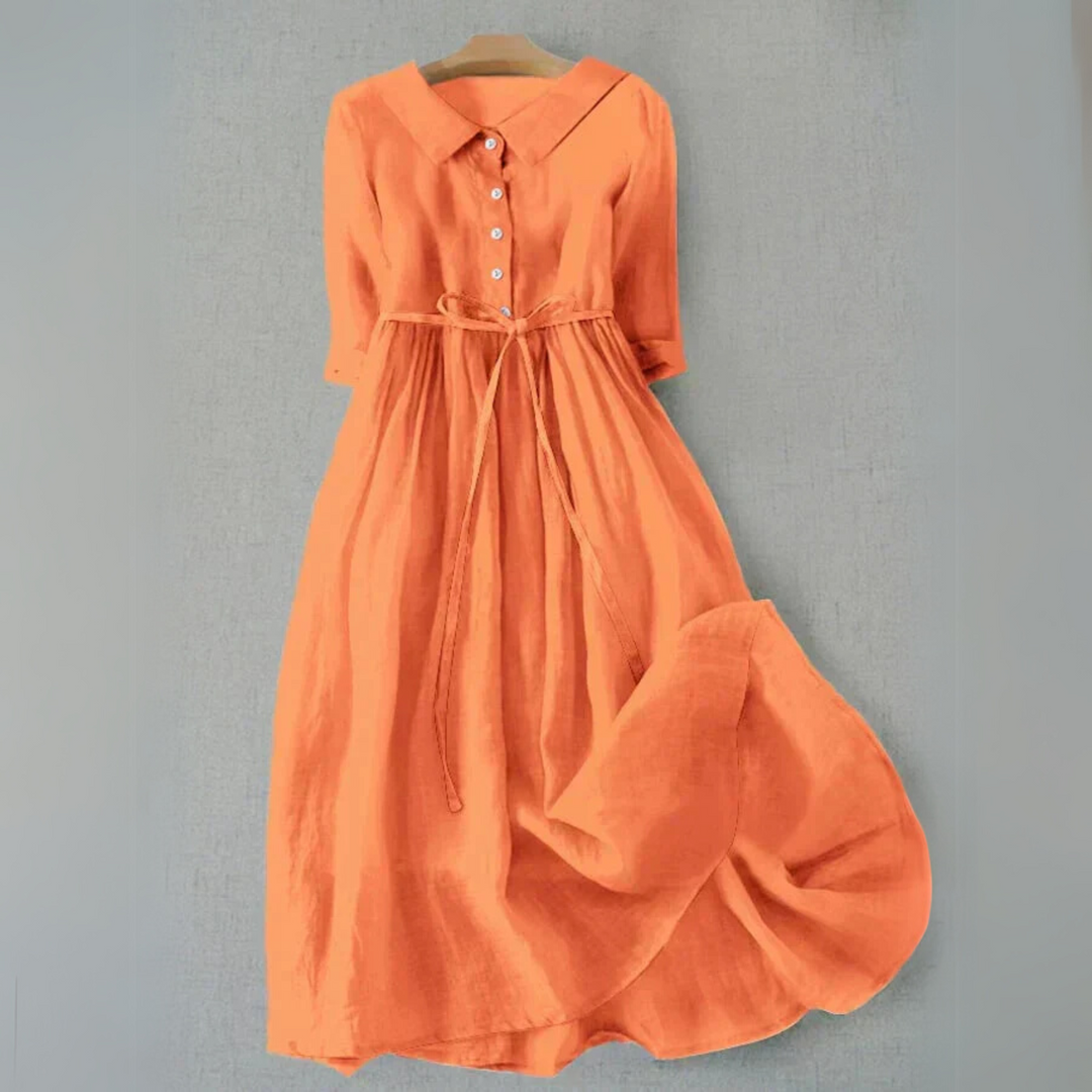Damen Kleid | Knopfleiste Bindegürtel