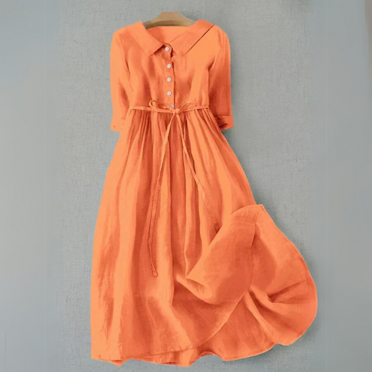 Damen Kleid | Knopfleiste Bindegürtel