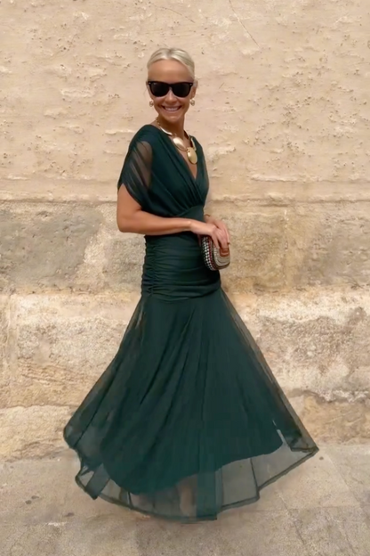Damen Kleid | V-Ausschnitt Fließendes Maxi