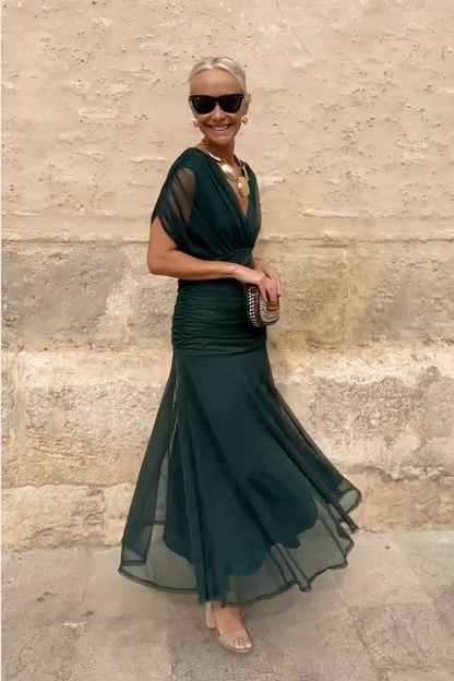 Damen Kleid | V-Ausschnitt Fließendes Maxi
