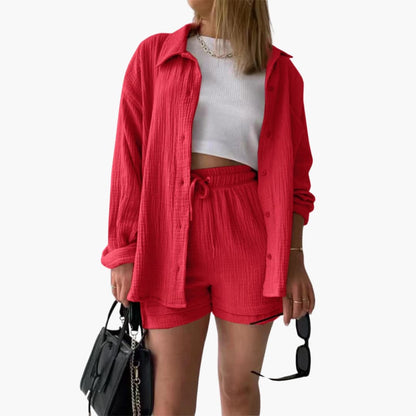 Damen-Dreiteiler | Bluse Top und Shorts