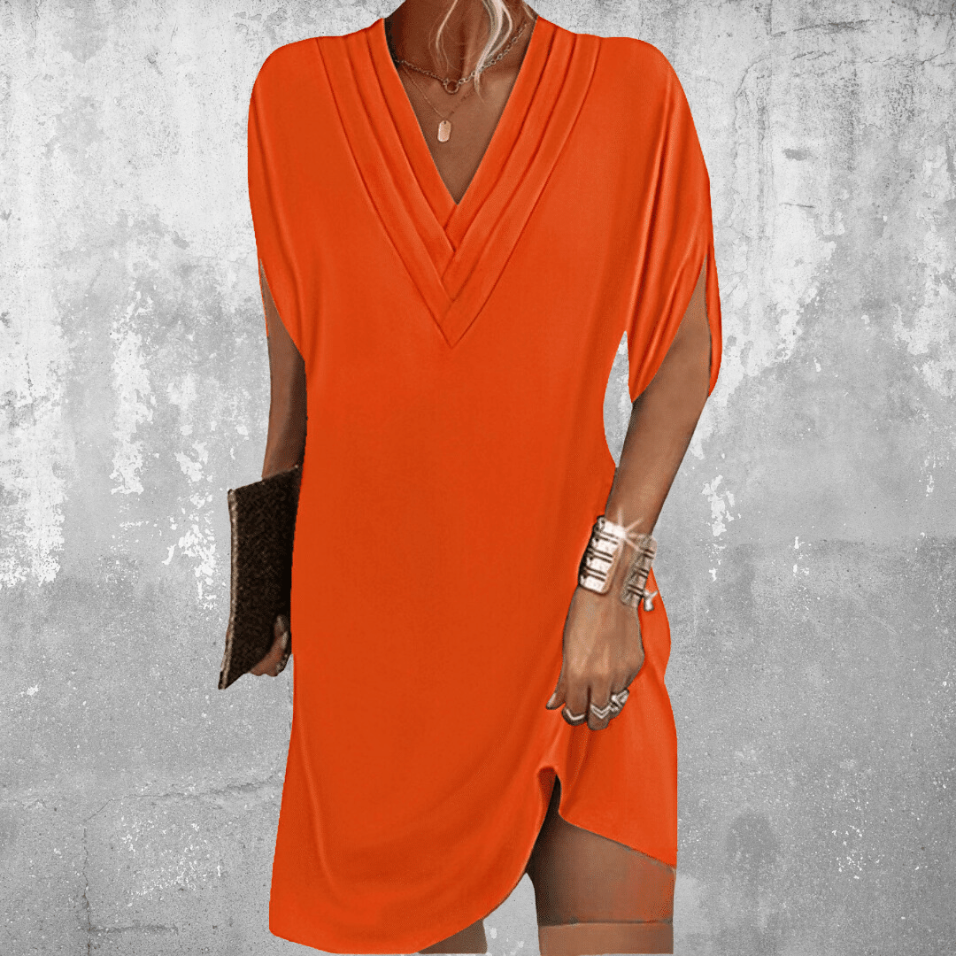 Damen Kleid | V-Ausschnitt Kurzarm