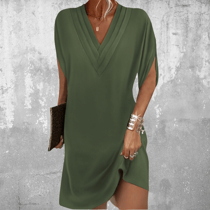 Damen Kleid | V-Ausschnitt Kurzarm