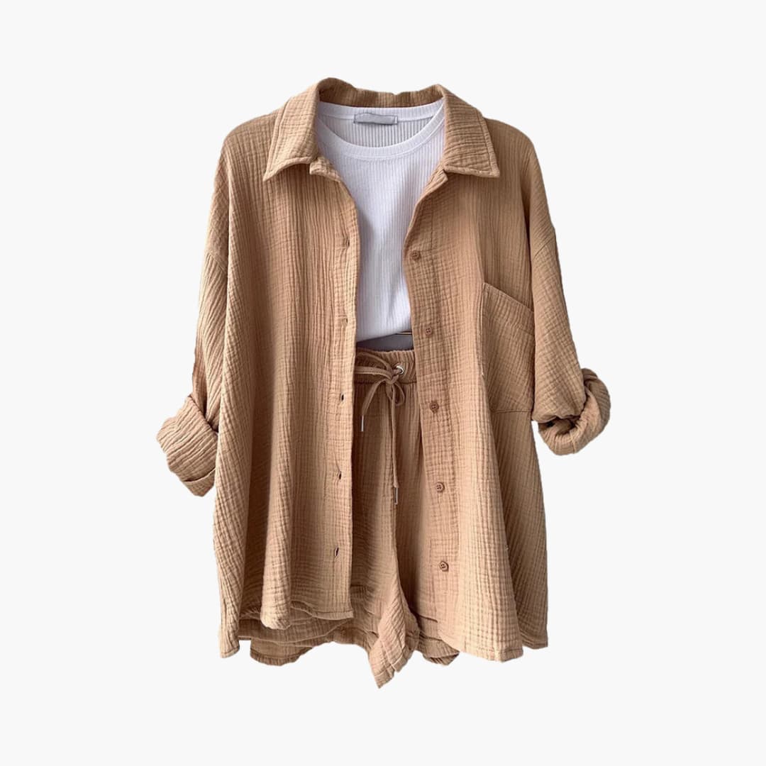 Damen-Dreiteiler | Bluse Top und Shorts