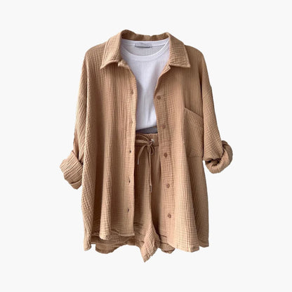 Damen-Dreiteiler | Bluse Top und Shorts
