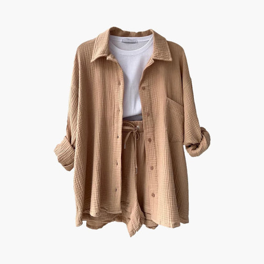 Damen-Dreiteiler | Bluse Top und Shorts