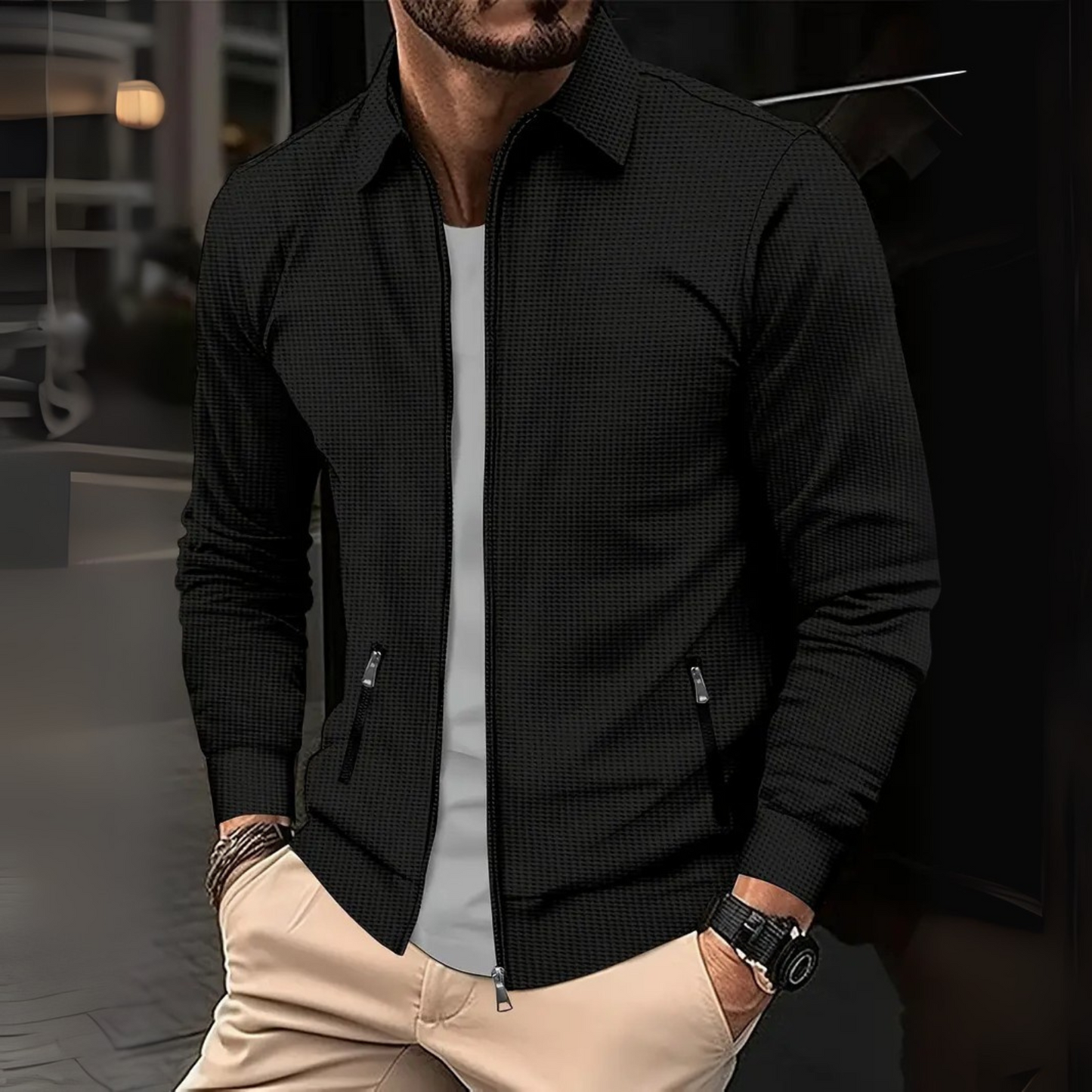 Herren Übergangsjacke mit Reißverschluss | Schmal geschnitten und kombinierbar