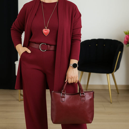 Damen Dreiteiler | Cardigan, Top und Hose Set