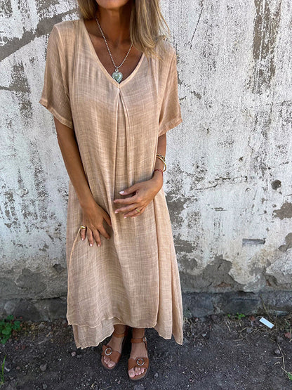Damen Kleid | Locker V-Ausschnitt
