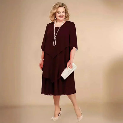 Damen Kleid | Rundhals Lagenlook Midi