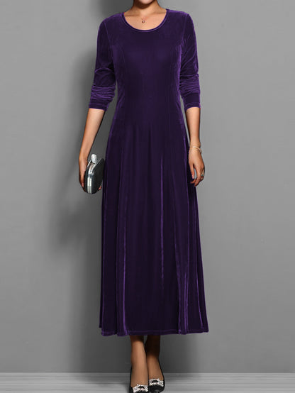 Damen Kleid | Rundhals Langarm Maxi