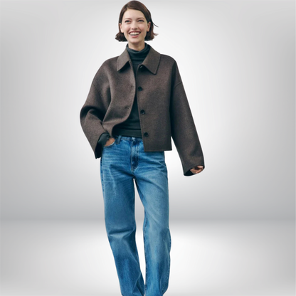 Damen Übergangsjacke Boxy Schnitt | Kurz Knopfleiste