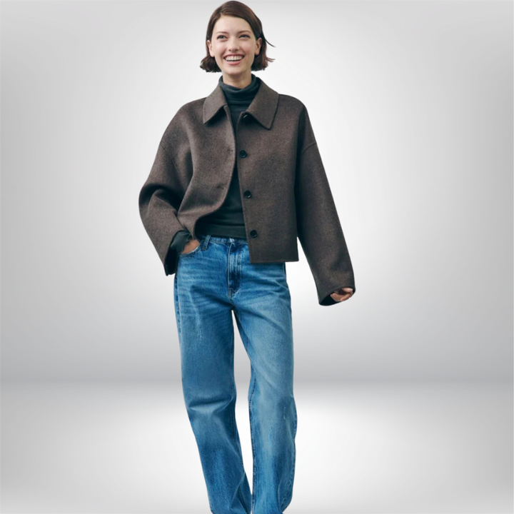 Damen Übergangsjacke Boxy Schnitt | Kurz Knopfleiste