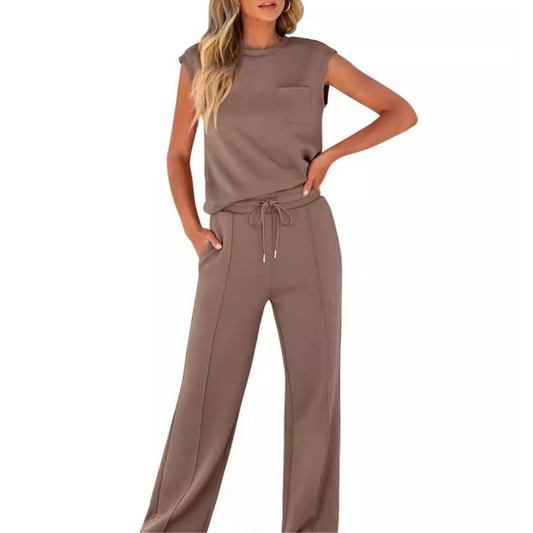 Damen-Zweiteiler | Ärmellos Bluse und Hose