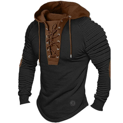 Pullover Herren mit Kapuze und Schnürkragen | Langarm
