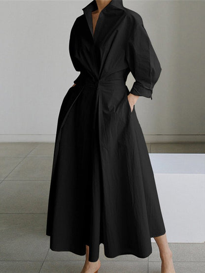 Damen Kleid | Kragen A-Linie Maxi